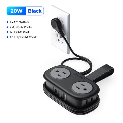 Compact Travel Power Strip 4FT